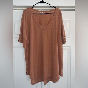 Women's V-Neck Button Sleeve Top